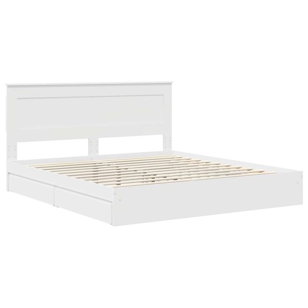 vidaXL Lit de Rangement Blanc 200 x 200 cm Bois d'ing&eacute;nierie