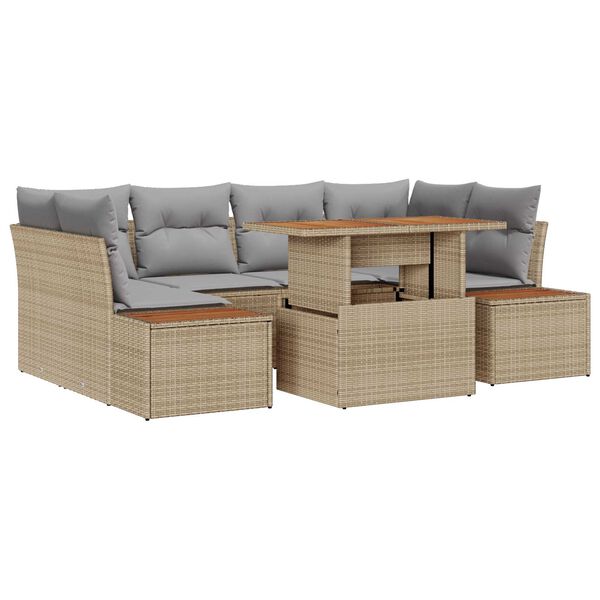 vidaXL Ensemble de salle &agrave; manger pour jardin 9 pcs Beige et gris