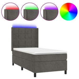 vidaXL Sommier &agrave; lattes de lit et matelas et LED Gris fonc&eacute; 80x200cm