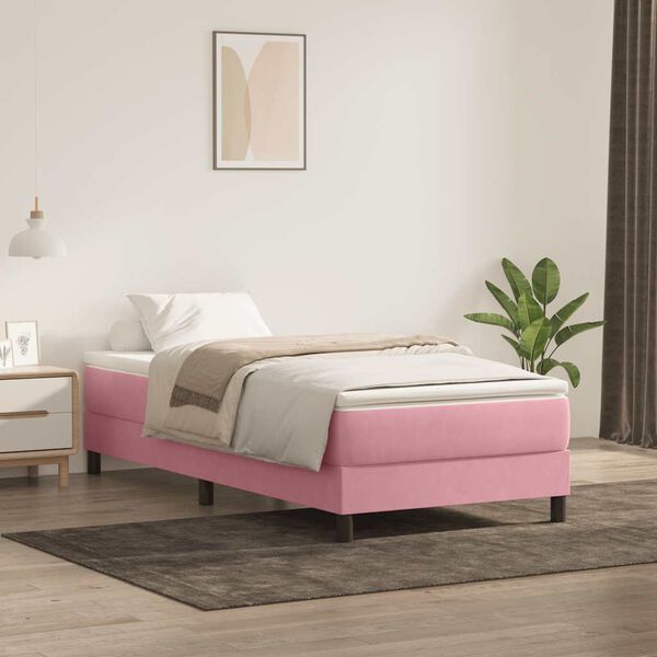 vidaXL Sommier à lattes de lit sans matelas rose 100x210 cm velours