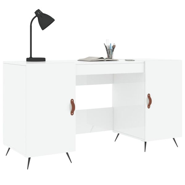 vidaXL Bureau Blanc brillant 140x50x75 cm Bois d'ingénierie