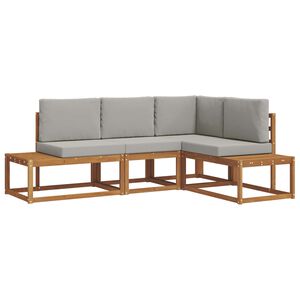 vidaXL Ensemble de canap&eacute;s d'ext&eacute;rieur 4 Pi&egrave;ce Gris Naturel et Clair