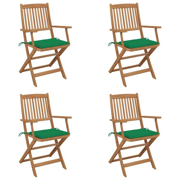 vidaXL Chaises pliables de jardin lot de 4 avec coussins Bois d'acacia