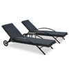 vidaXL Chaises longues avec table R&eacute;sine tress&eacute;e Anthracite
