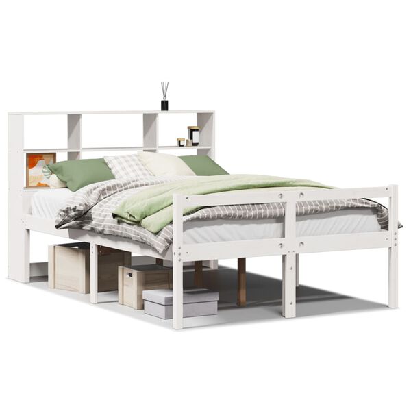 vidaXL Lit biblioth&egrave;que sans matelas blanc 120x200 cm bois pin massif