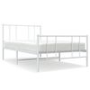 vidaXL Cadre de lit m&eacute;tal sans matelas et pied de lit blanc 107x203 cm