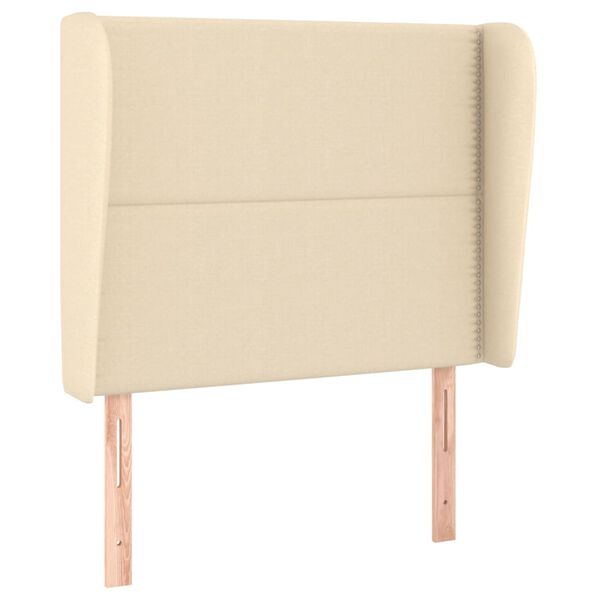 vidaXL T&ecirc;te de lit avec oreilles Cr&egrave;me 93x23x118/128 cm Tissu