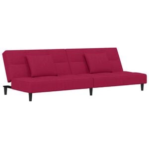 vidaXL Canap&eacute;-lit &agrave; 2 places et deux oreillers Rouge bordeaux Velours