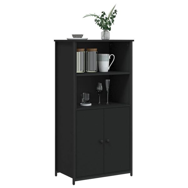 vidaXL Buffet haut noir 62x36x121,5 cm bois d'ing&eacute;nierie