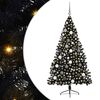 vidaXL Sapin de No&euml;l artificiel pr&eacute;-&eacute;clair&eacute; Noir 180 cm PVC