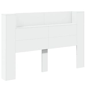 vidaXL Cabinet de T&ecirc;te de Lit avec LED Blanc 160 x 16,5 x 103,5 cm