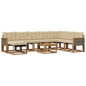 vidaXL Ensemble de canap&eacute;s d'ext&eacute;rieur 9 pc Naturel et Beige