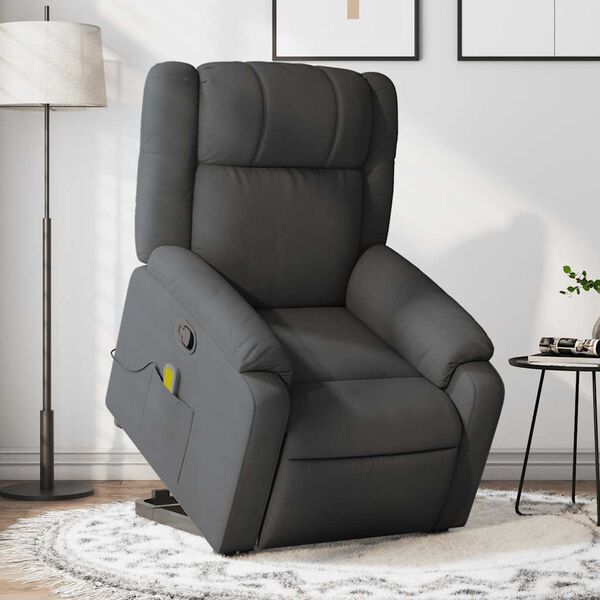 vidaXL Fauteuil de massage inclinable Gris fonc&eacute; Tissu