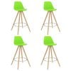 vidaXL Tabourets de bar lot de 4 vert PP et bois de hêtre massif