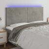 vidaXL T&ecirc;te de lit &agrave; LED Gris clair 160x5x118/128 cm Velours