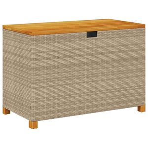 vidaXL Bo&icirc;te de rangement de jardin beige r&eacute;sine tress&eacute;e bois d'acacia