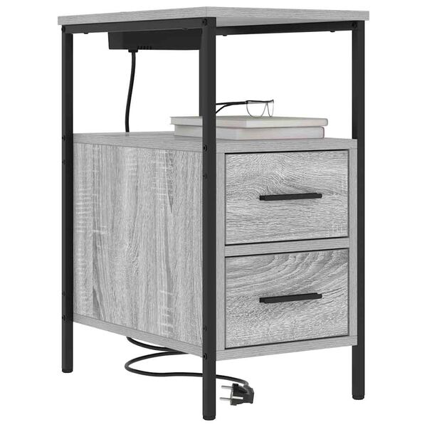 vidaXL Cabinet de chevet Gris Sonoma 30 x 48 x 61 cm Bois d'ing&eacute;nierie