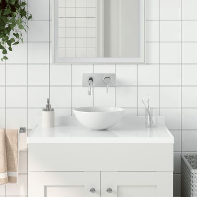 vidaXL Lavabo de salle de bain Céramique Blanc mat Rond