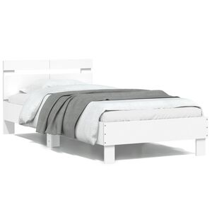 vidaXL Cadre de lit sans matelas avec t&ecirc;te de lit blanc 100x200 cm