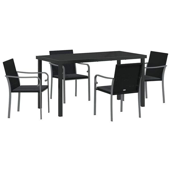 vidaXL Ensemble de salle à manger pour jardin 5 pcs Noir et gris