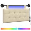 vidaXL T&ecirc;te de lit suspendue Avec lumi&egrave;re LED Cr&egrave;me Tissu
