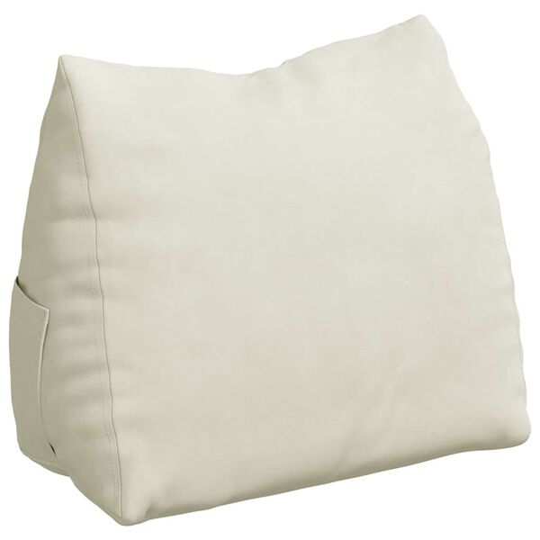 vidaXL Coussin de Dos Cr&egrave;me 60 x 20 x 50 cm Tissu en velours c&ocirc;tel&eacute;