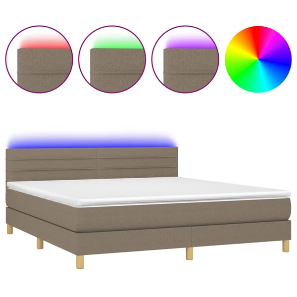 vidaXL Sommier &agrave; lattes de lit avec matelas LED Taupe 180x200 cm Tissu