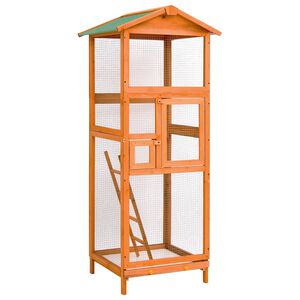 vidaXL Cage &agrave; oiseaux 68x62x166 cm bois de sapin massif