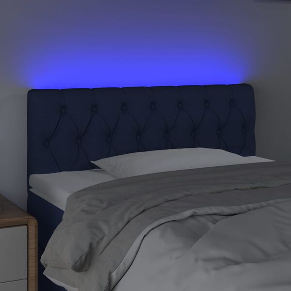 vidaXL Tête de lit à LED Bleu 100x7x78/88 cm Tissu