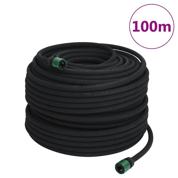 vidaXL Tuyau d'arrosage de jardin noir 0,6" 100 m caoutchouc