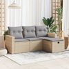 vidaXL Salon de jardin avec coussins 4 pcs beige r&eacute;sine tress&eacute;e