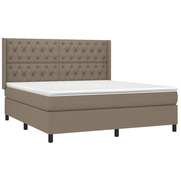 vidaXL Sommier &agrave; lattes de lit avec matelas Taupe 160x200 cm Tissu