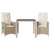 vidaXL Ensemble de bistro 3 pcs avec coussins beige r&eacute;sine tress&eacute;e