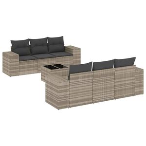 vidaXL Salon de jardin avec coussins 7 pcs gris clair r&eacute;sine tress&eacute;e