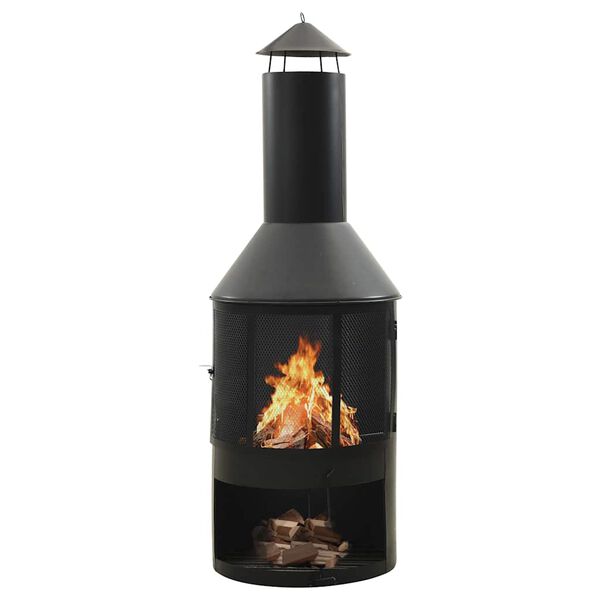 vidaXL Po&ecirc;le de jardin avec grille et tisonnier 47x47x135,7 cm Acier