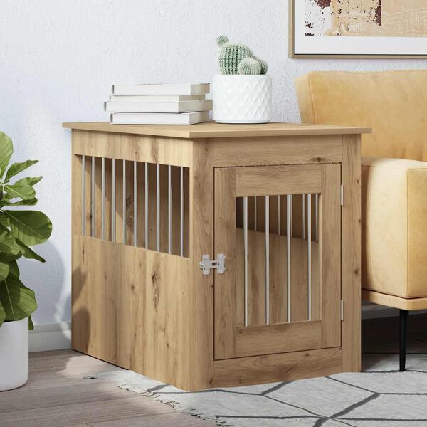 vidaXL Meuble de cage pour chiens ch&ecirc;ne artisanal 55x75x65 cm