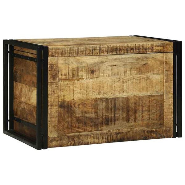 vidaXL Boîte de Rangement 80 x 50 x 50 cm Bois de mangue brut et métal