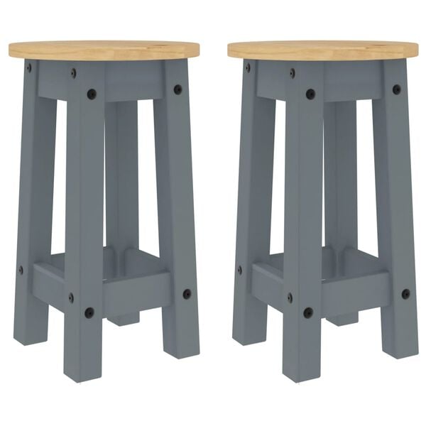 vidaXL Tabourets de bar lot de 2 gris bois massif de pin