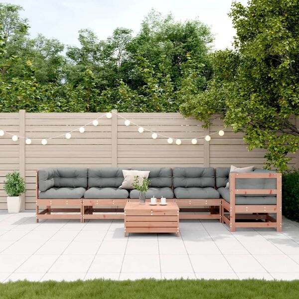 vidaXL Salon de jardin 7 pcs avec coussins bois massif douglas
