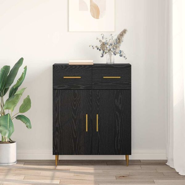 vidaXL Buffet Ch&ecirc;ne noir 69,5 x 34 x 90 cm Bois d'ing&eacute;nierie