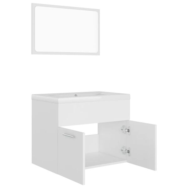 vidaXL Ensemble de meubles de salle de bain Blanc Agglom&eacute;r&eacute;