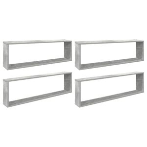 vidaXL &Eacute;tag&egrave;res cube murales 4 pcs gris b&eacute;ton bois d'ing&eacute;nierie