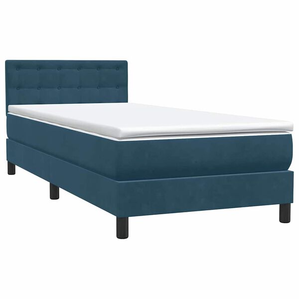 vidaXL Sommier &agrave; lattes de lit et matelas bleu fonc&eacute; 80x220 cm velours