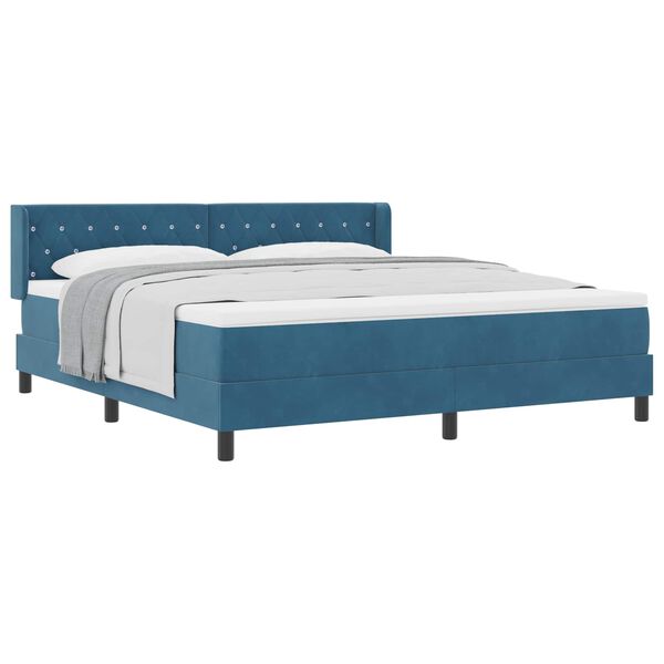 vidaXL Lit &agrave; ressorts avec matelas Bleu fonc&eacute; 200 x 180 cm Polyester