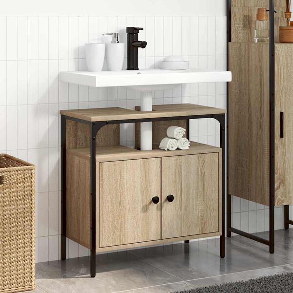 vidaXL Cabinet de salle de bain avec stockage Beige 60 x 30 x 60 cm