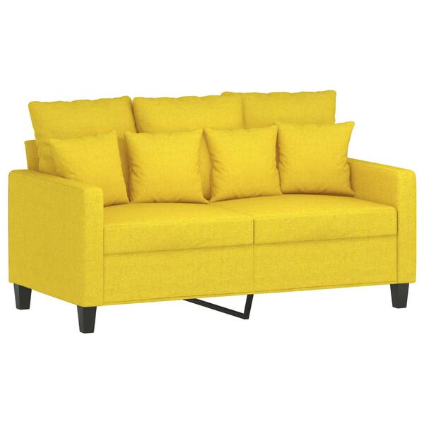 vidaXL Ensemble de canap&eacute;s 2 pcs avec coussins Jaune clair Tissu