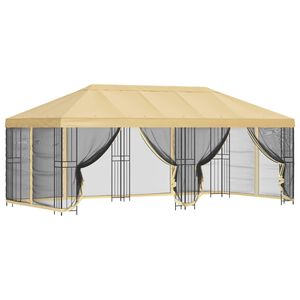 vidaXL Gazebo avec murs lat&eacute;raux 6 x 3 m Cr&egrave;me Polyester et Acier 190