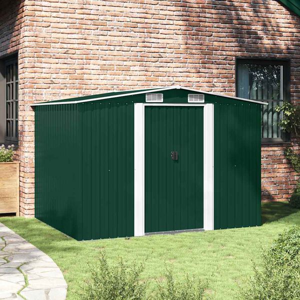 vidaXL Abri de stockage pour jardin M&eacute;tal Vert 257 x 205 x 178 cm