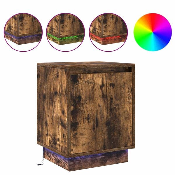 vidaXL Cabinet de chevet avec Ch&ecirc;ne fum&eacute; 39 x 34.5 x 50 cm