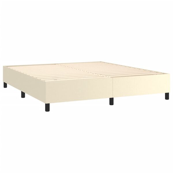 vidaXL Sommier &agrave; lattes de lit avec matelas Cr&egrave;me 180x200cm Similicuir